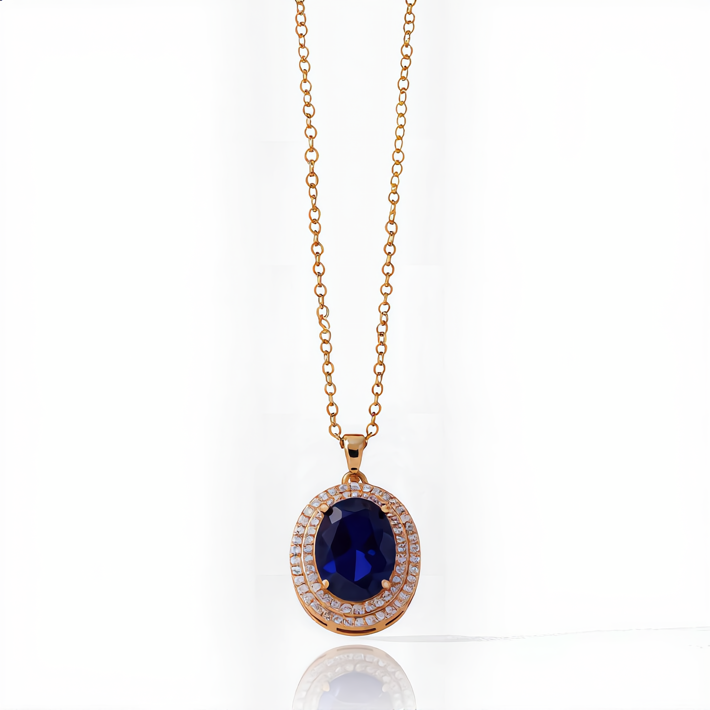 Luxury Oval Sapphire Necklace | Gold