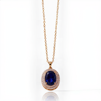 Luxury Oval Sapphire Necklace | Gold