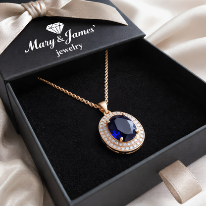 Luxury Oval Sapphire Necklace | Gold