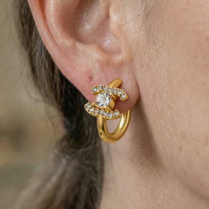 Radiant Crystal Hoop Earrings | Gold
