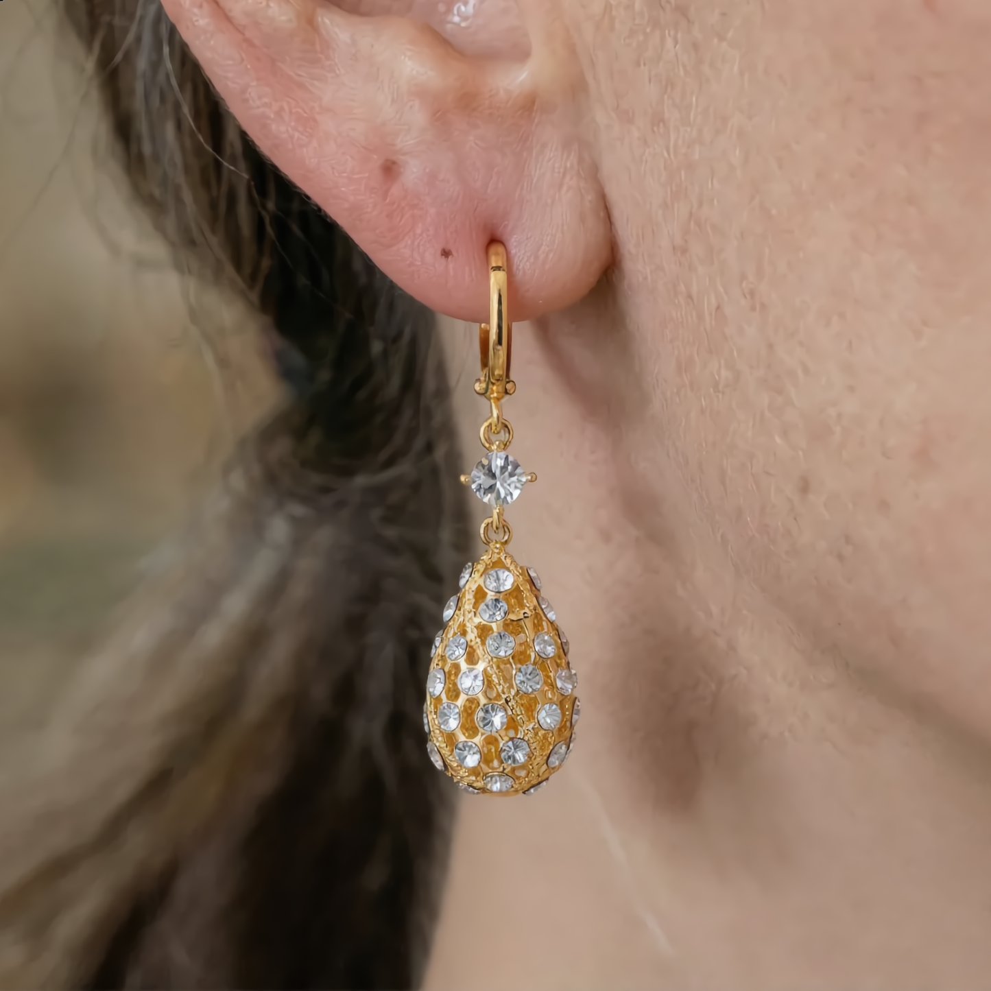 Sparkling Teardrop Earrings | Gold
