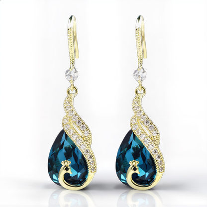 Luxury Peacock Drop Earrings | Gold