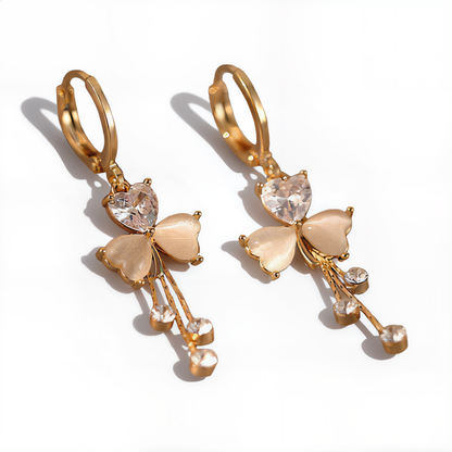 Luxury Clover Drop Earrings | Gold