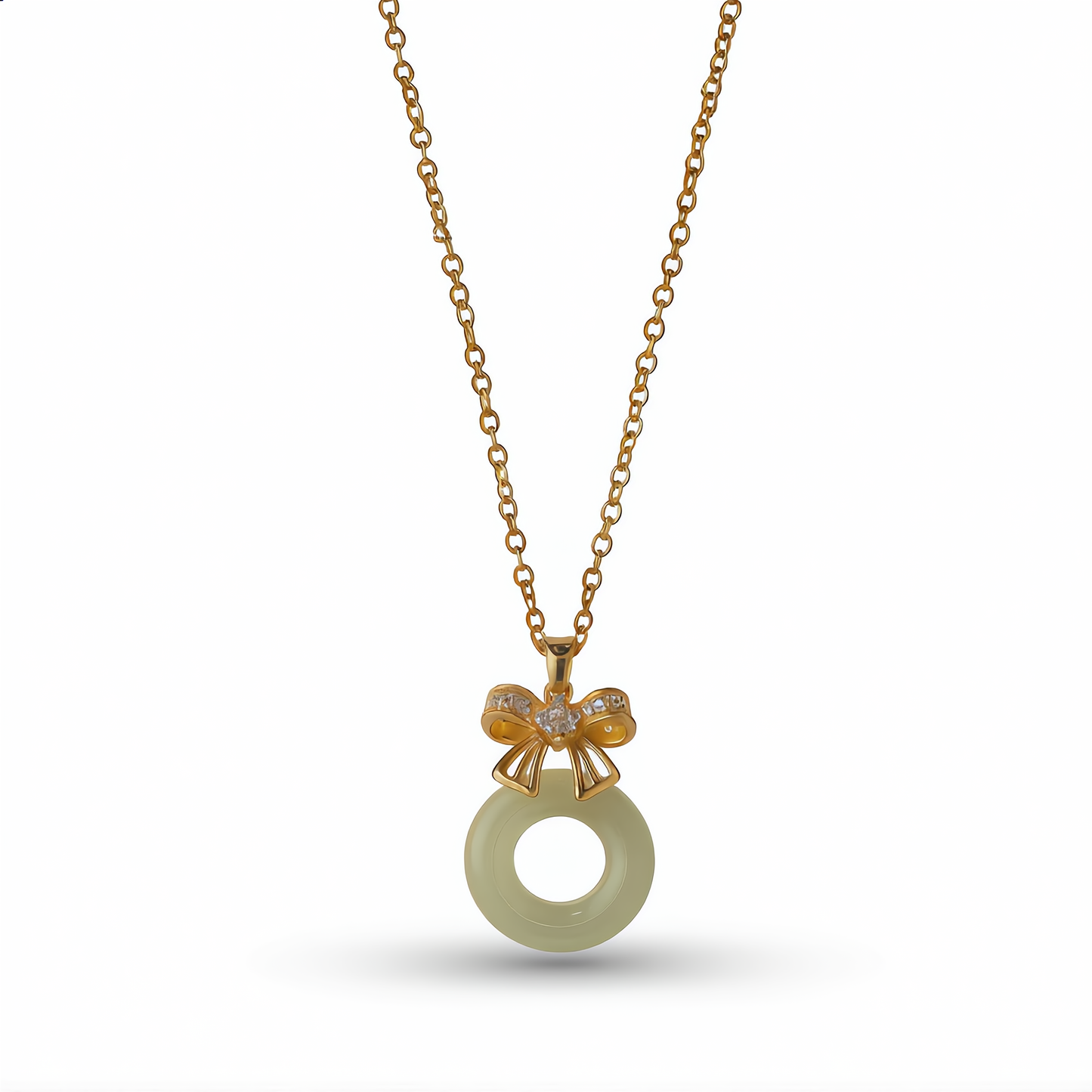 Elegant Jade Circle Necklace | Gold