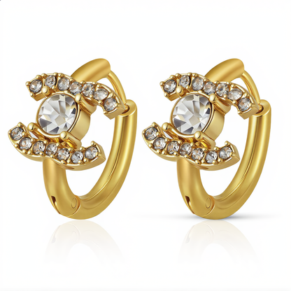 Radiant Crystal Hoop Earrings | Gold