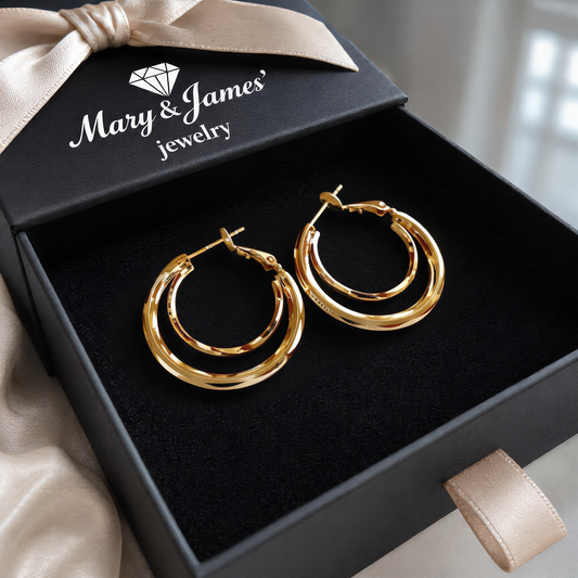 Elegant Double Hoop Earrings | Gold