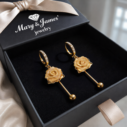 Rose Drop Earrings | Gold