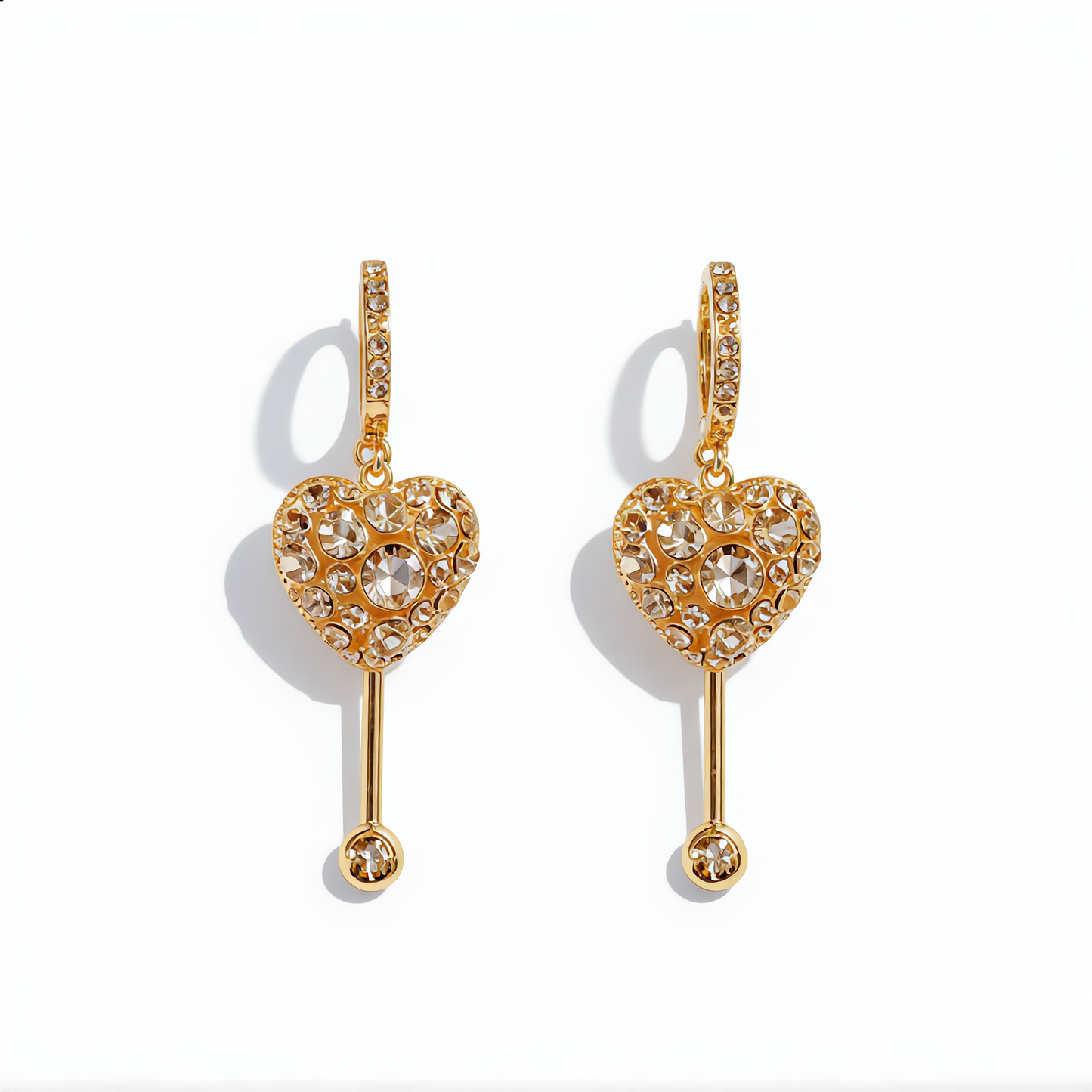 Elegant Lace Heart Drop Earrings | Gold
