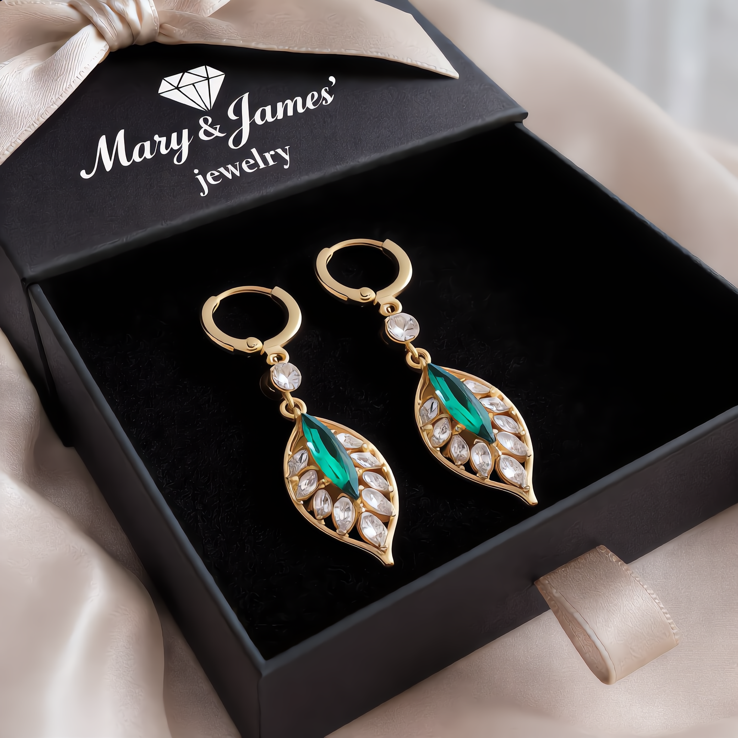 Leaf Design Drop Earrings | Gold