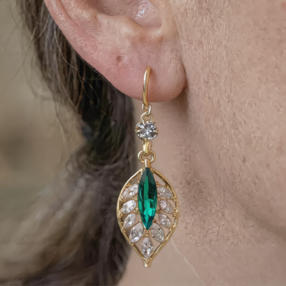 Leaf Design Drop Earrings | Gold