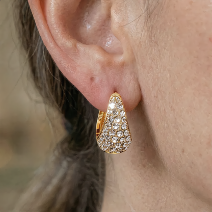 Jade Crystal Hoop Earrings | Gold
