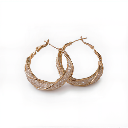 Interwoven Sparkling Hoop Earrings | Gold