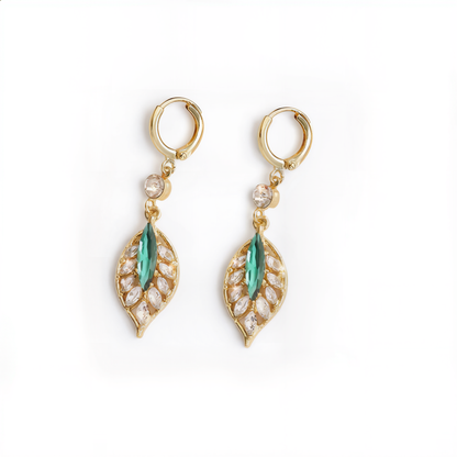 Leaf Design Drop Earrings | Gold