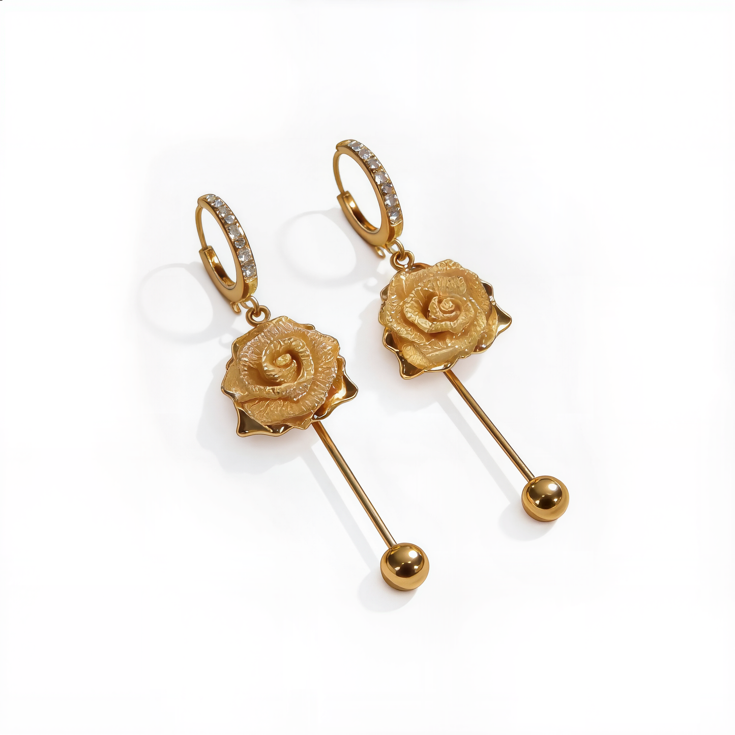 Rose Drop Earrings | Gold