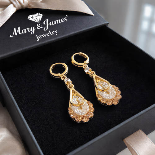 Luxury Teardrop Filigree Earrings | Gold