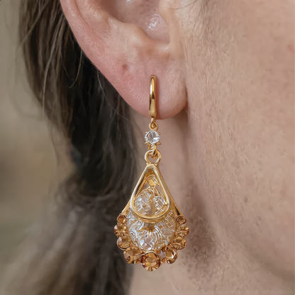 Luxury Teardrop Filigree Earrings | Gold