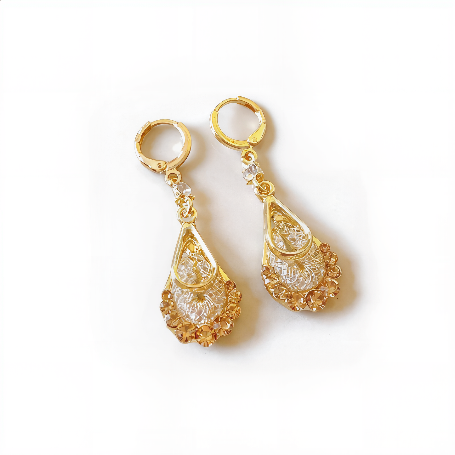 Luxury Teardrop Filigree Earrings | Gold