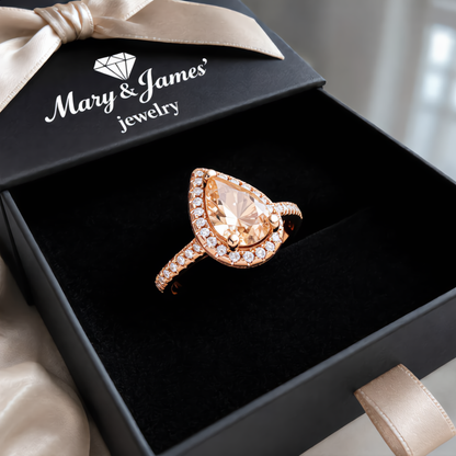 Morganite Crystal Teardrop Ring | Rose Gold