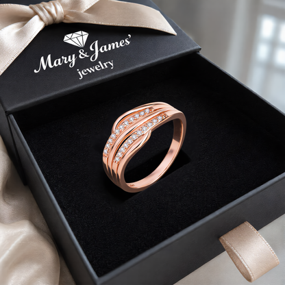 Wave Crystal Ring | Rose Gold