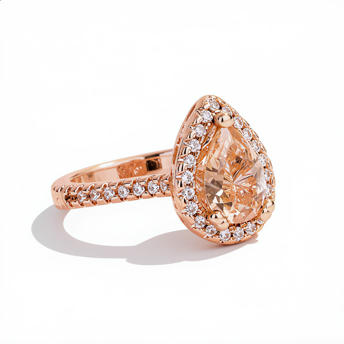 Morganite Crystal Teardrop Ring | Rose Gold