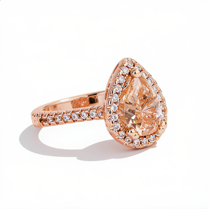 Morganite Crystal Teardrop Ring | Rose Gold