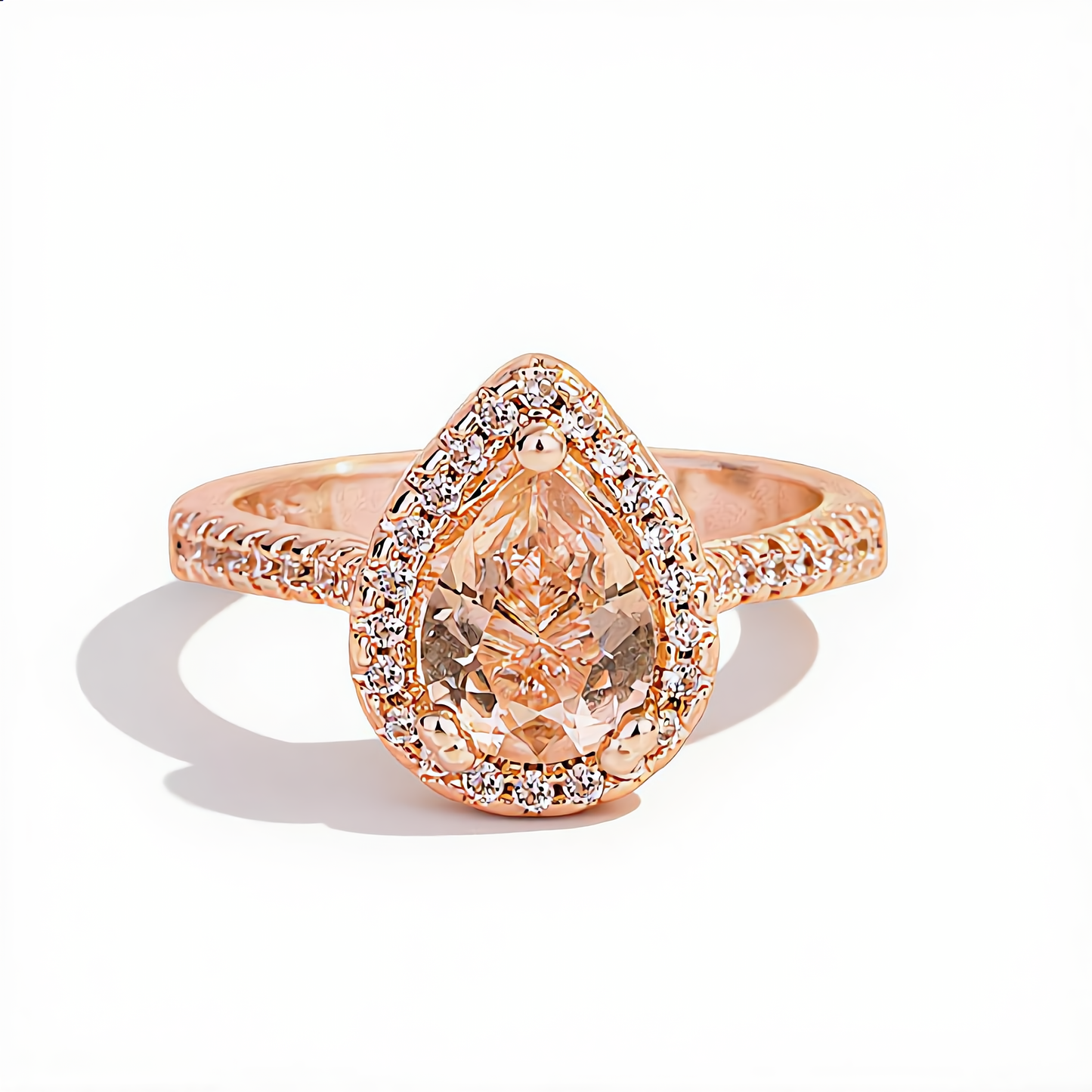 Morganite Crystal Teardrop Ring | Rose Gold