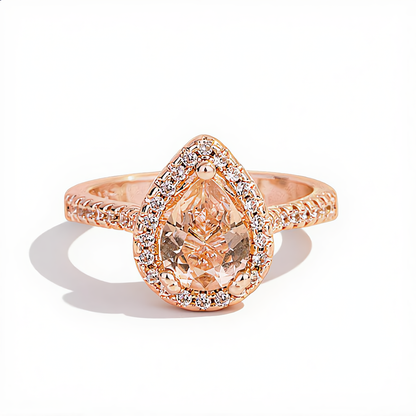 Morganite Crystal Teardrop Ring | Rose Gold