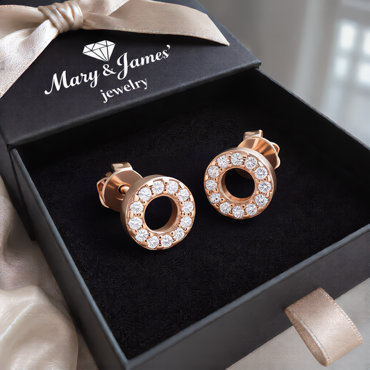 Halo Crystal Stud Earrings | Rose Gold