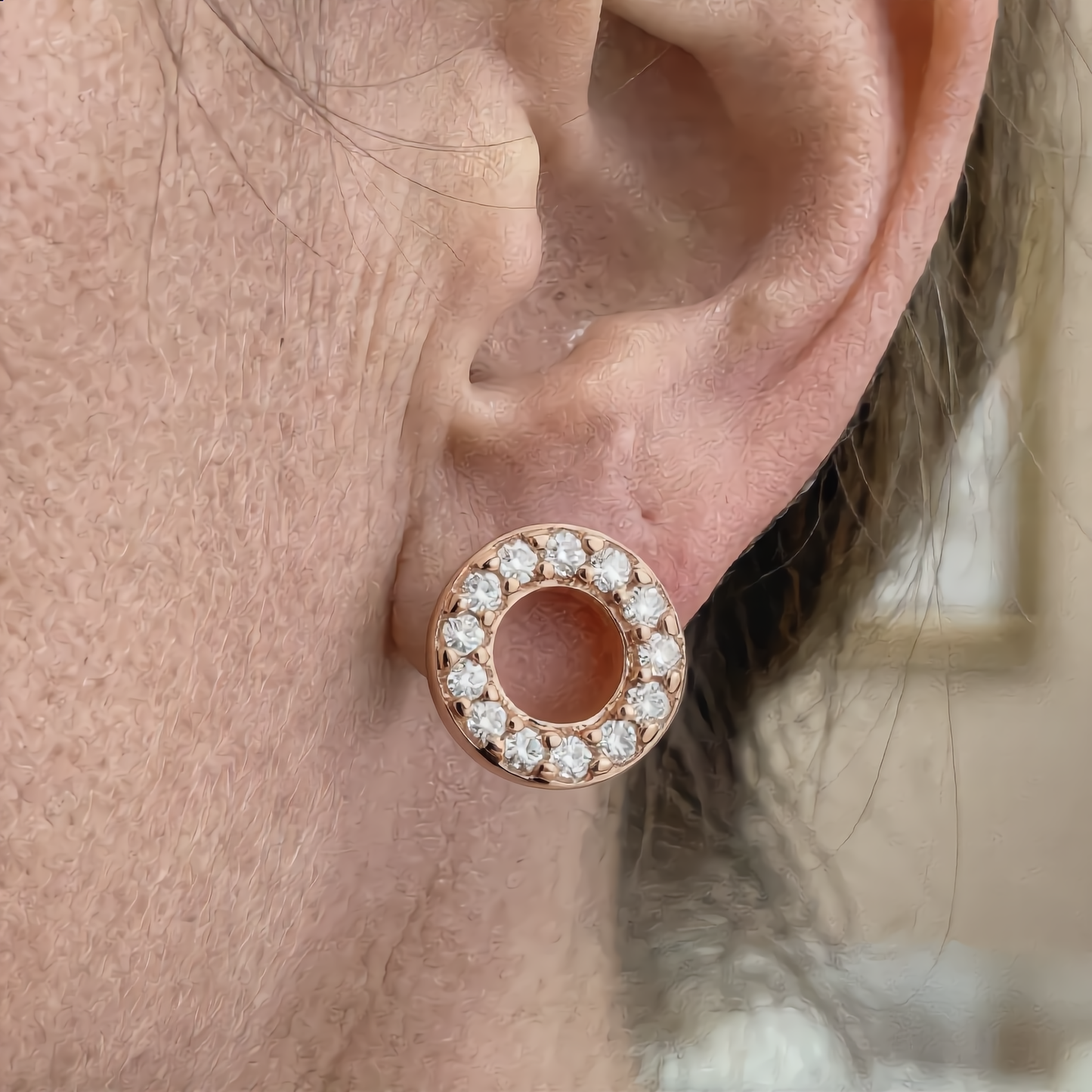 Halo Crystal Stud Earrings | Rose Gold