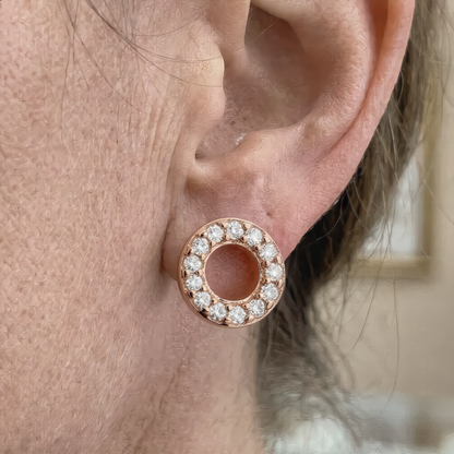 Halo Crystal Stud Earrings | Rose Gold