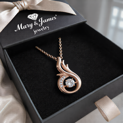 Flame Glow Crystal Necklace | Rose Gold