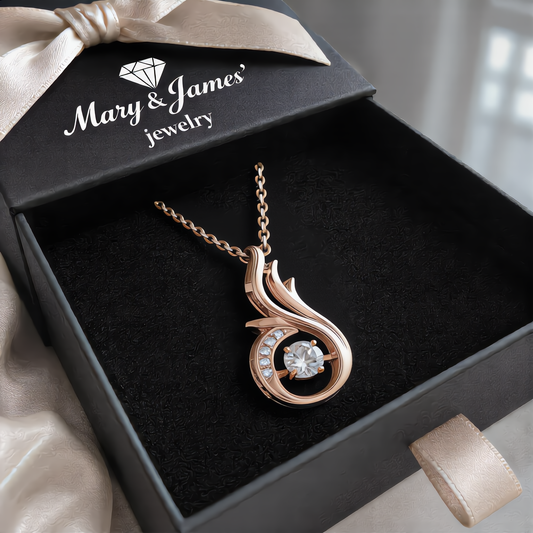 Flame Glow Crystal Necklace | Rose Gold