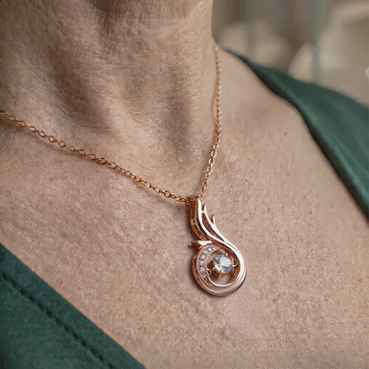 Flame Glow Crystal Necklace | Rose Gold
