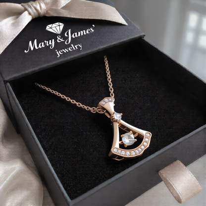 Dancing Crystal Fan Necklace | Rose Gold