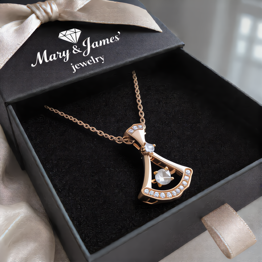 Dancing Crystal Fan Necklace | Rose Gold