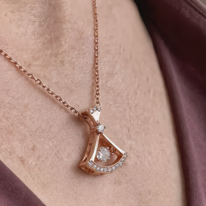 Dancing Crystal Fan Necklace | Rose Gold