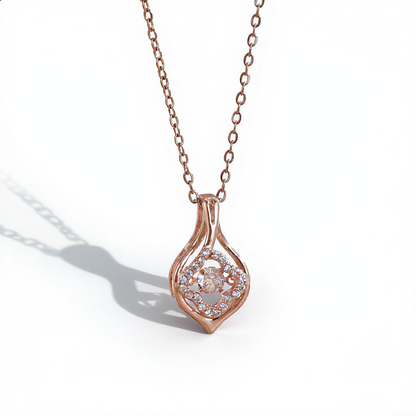Radiant Teardrop Crystal Necklace | Rose Gold