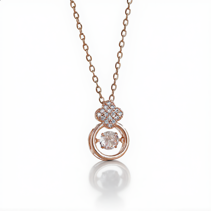 Elegant Clover Spark Necklace | Rose Gold
