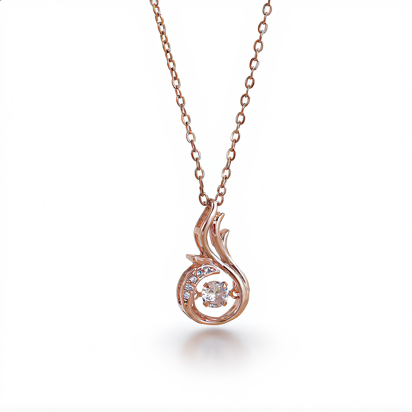 Flame Glow Crystal Necklace | Rose Gold