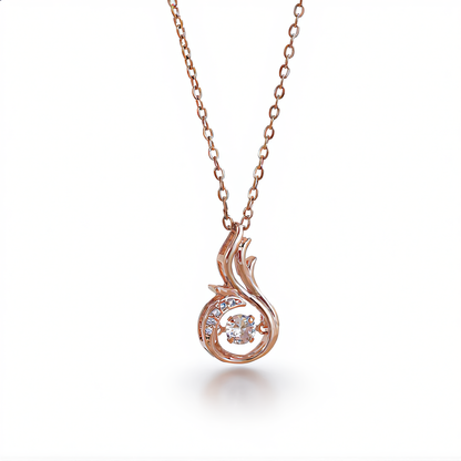 Flame Glow Crystal Necklace | Rose Gold