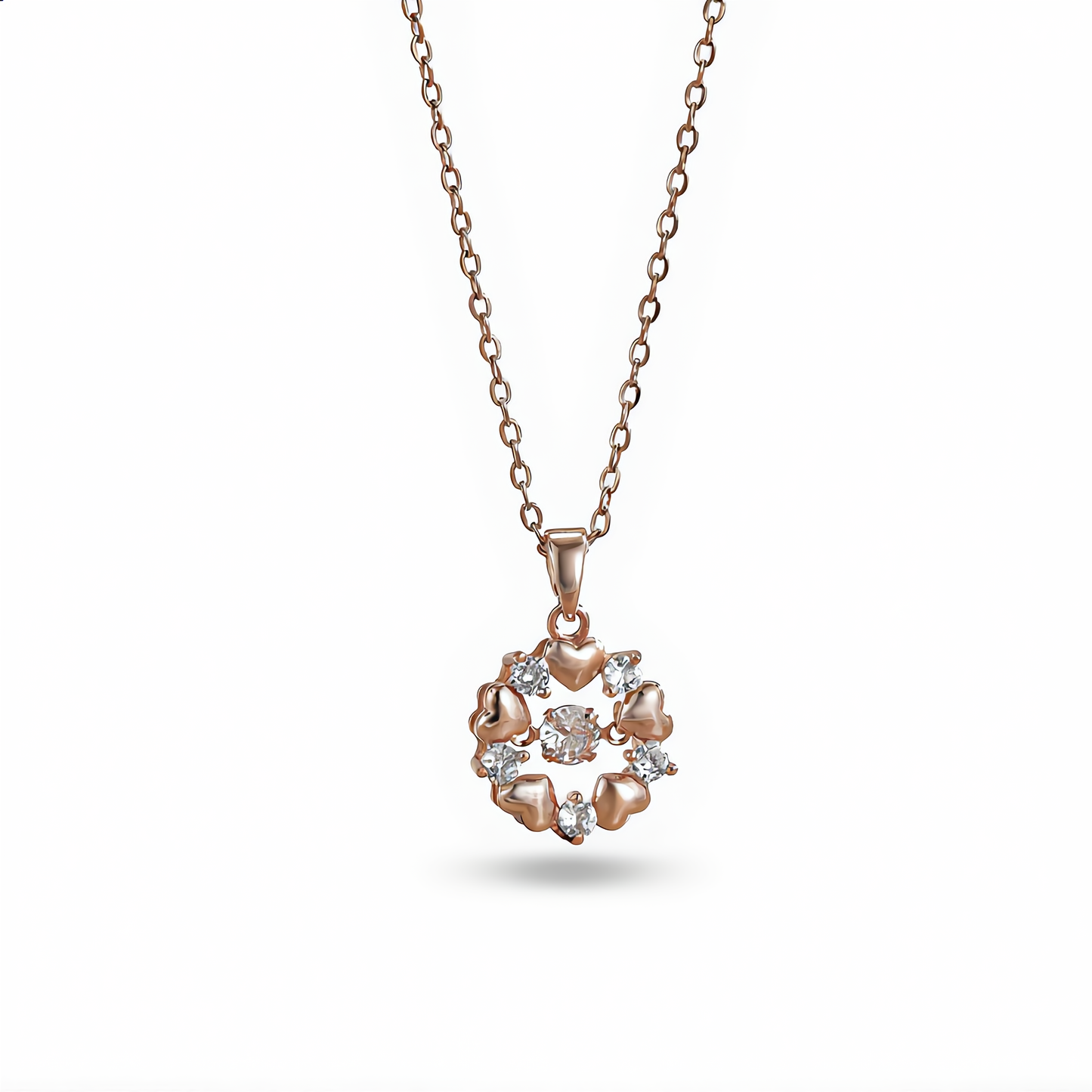 Blooming Heart Crystal Necklace | Rose Gold