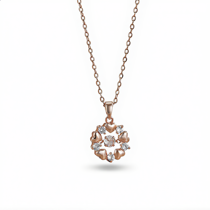Blooming Heart Crystal Necklace | Rose Gold