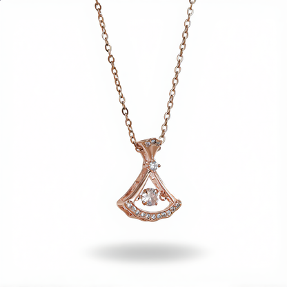 Dancing Crystal Fan Necklace | Rose Gold