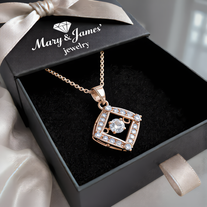Sparkling Crystal Frame Necklace | Rose Gold