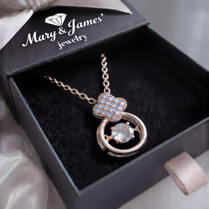 Elegant Clover Spark Necklace | Rose Gold