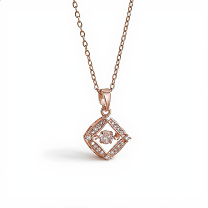 Sparkling Crystal Frame Necklace | Rose Gold