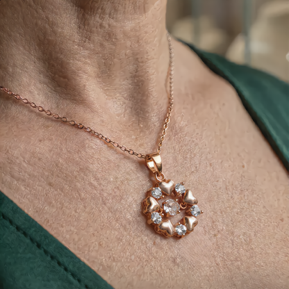 Blooming Heart Crystal Necklace | Rose Gold