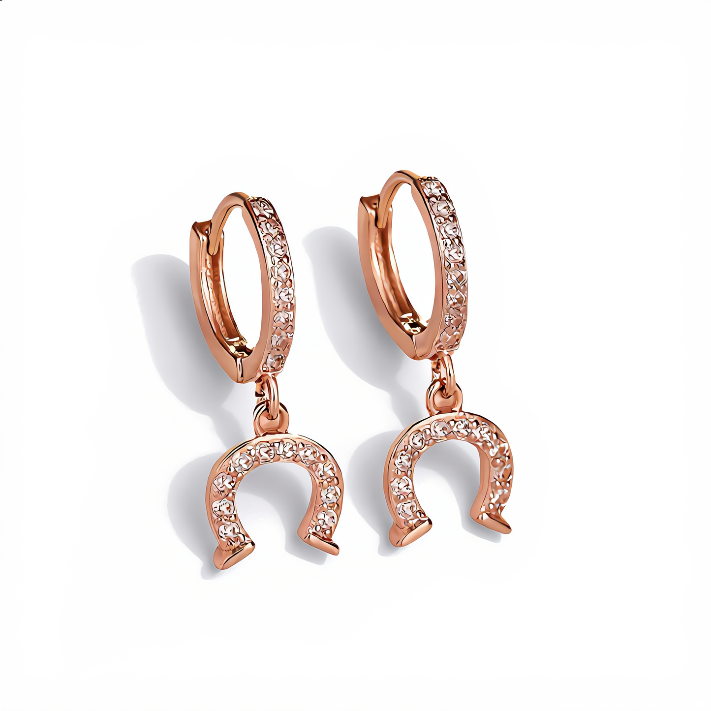 Lucky Horseshoe Hoop Earrings | Rose Gold