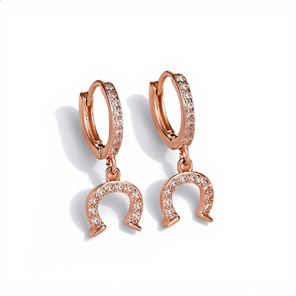 Lucky Horseshoe Hoop Earrings | Rose Gold