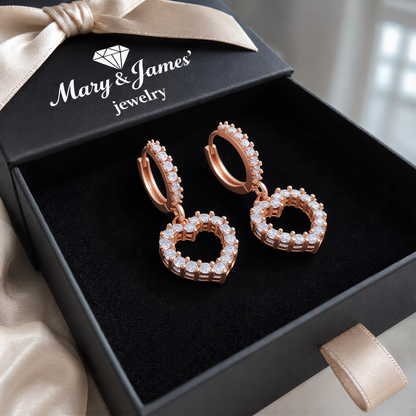 Crystal Heart Hoop Earrings | Rose Gold